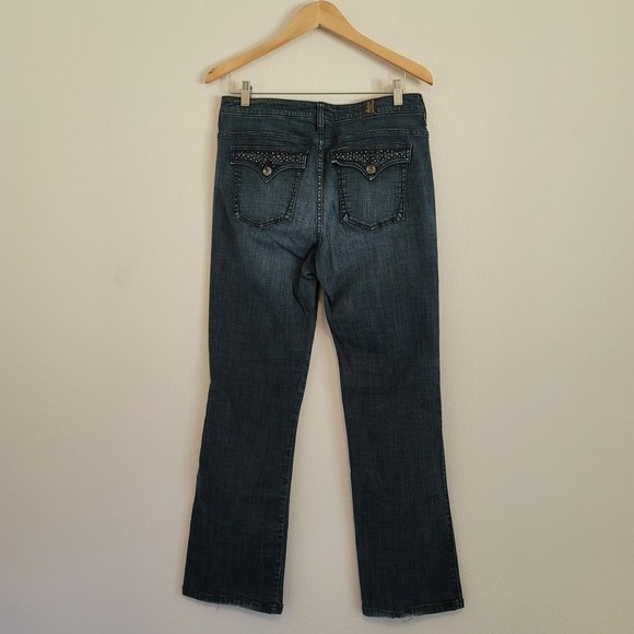 Aura Womens Bootcut Leg Rhinestones Jeans Size 8 S Dark Wash Western Denim - Picture 5 of 15